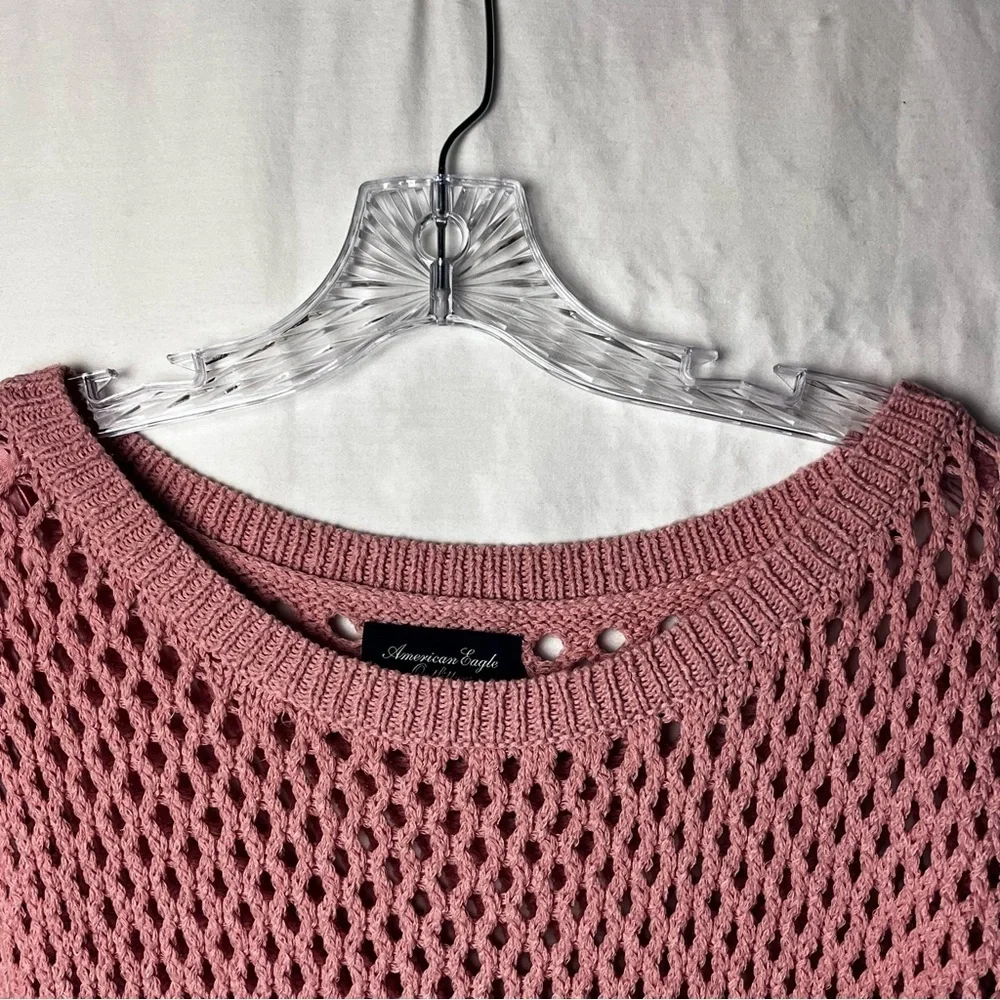 American Eagle | Blush Pink Open Knit Long Sleeve Sweater, Medium